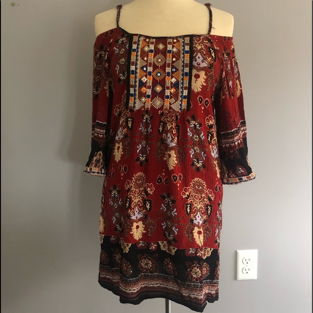 Angie patterned embroidery dress